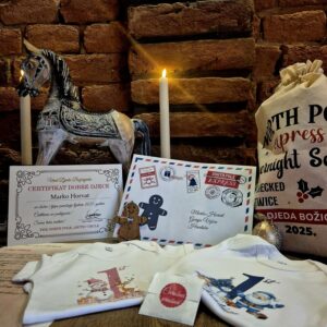 Moj prvi Božić – Personalizirano pismo Djeda Božićnjaka s bodijem u vreći